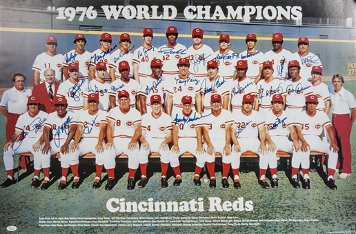 1976 World Champion Cincinnati Reds Team Signed 24x36 Photograph With 25 Signatures(JSA)